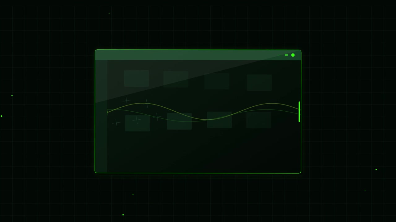 Abstract Digital Interface with Moving Green Waveform