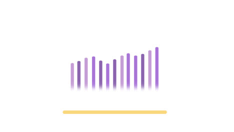 animación del procesamiento de datos financieros con gráfico sobre fondo blanco