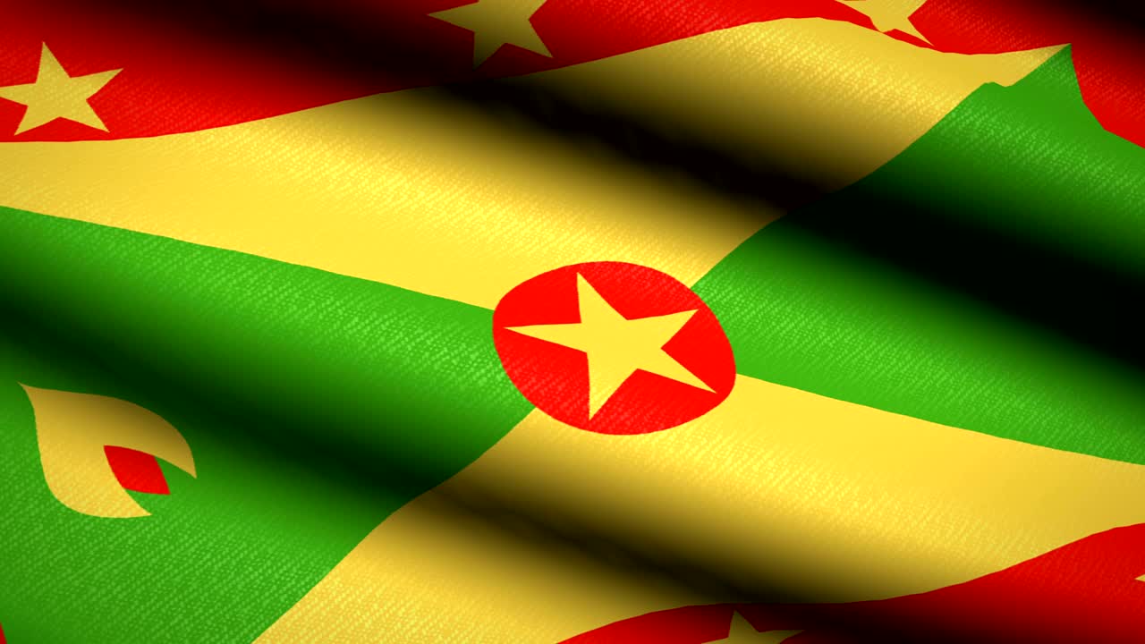 그레나다 발을 흔들고 있는 직물 텍스처 배경, 원활한 루프 애니메이션, 풀 스크린, 슬로 모션, 4k 비디오