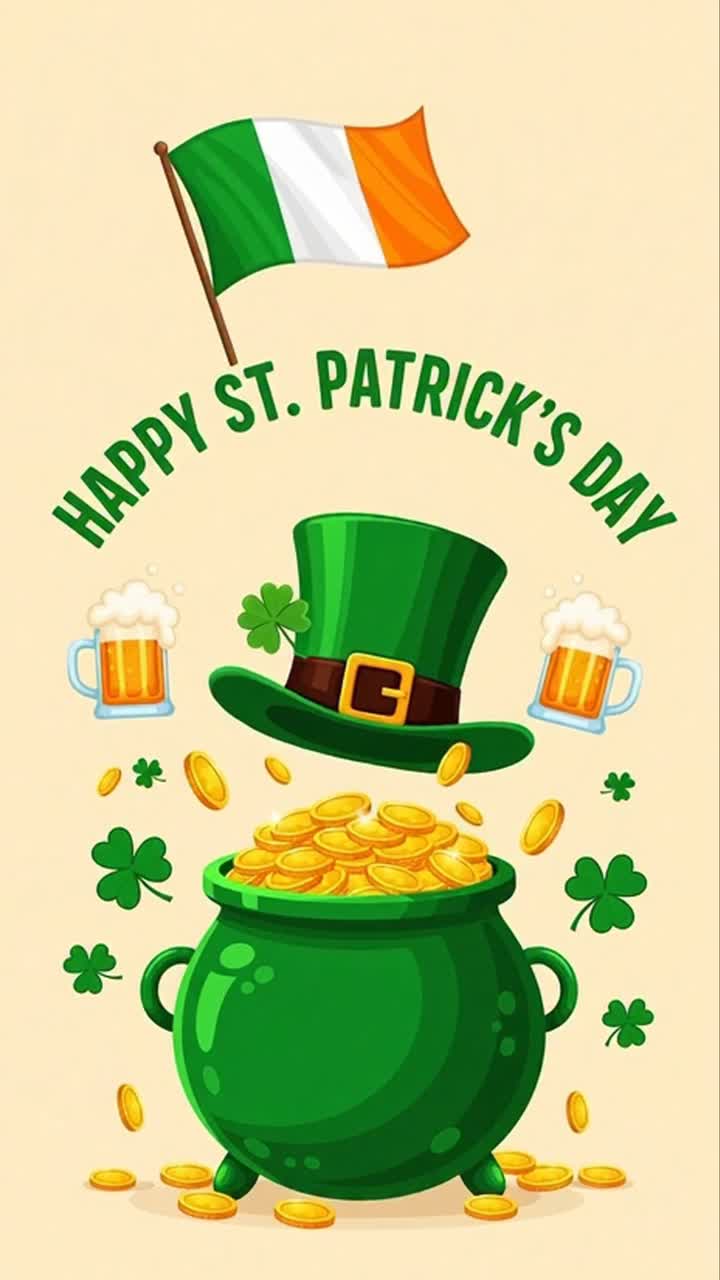 St. Patrick's day irish celebration with leprechaun hat and gold