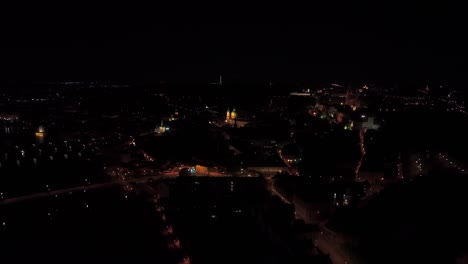 Dimmed-Prague-cityscape-with-Prague-Castle-and-Elbe-during-nighttime-in-Czech-Republic