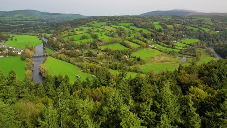 a 4k drone shot of inistioge village and river nore from the woodstock estate used in many hollywood films