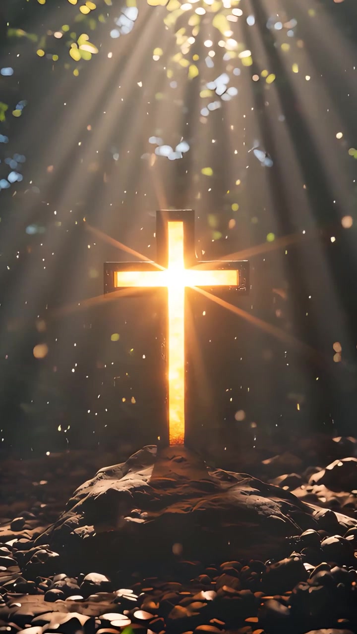 Christian Cross Heavenly Light Worship Background 4K