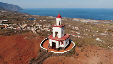 Fantastic-aerial-shot-in-orbit-and-at-low-speed-over-the-hermitage-of-La-Caridad-and-where-the-ocean-can-be-seen