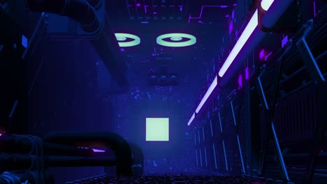 cyberpunk futuristic interior corridor