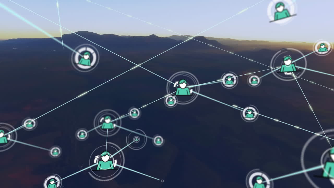 animación de la red de conexiones sobre el paisaje