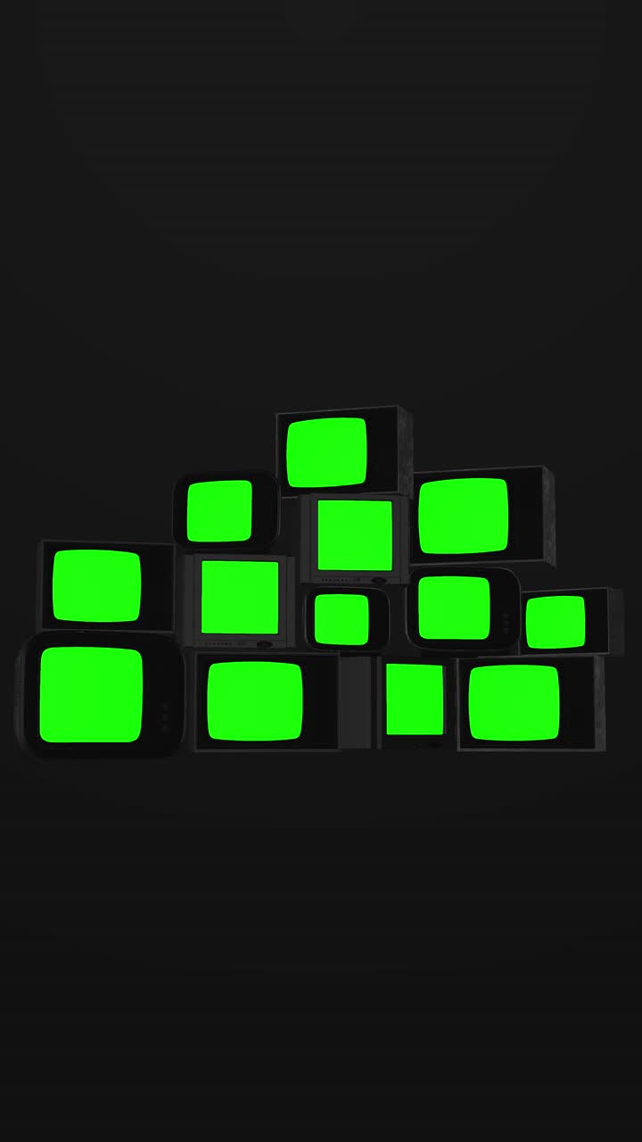 Grid of monitor screens green screen effect to key out and replace your own media multiple retro tvs