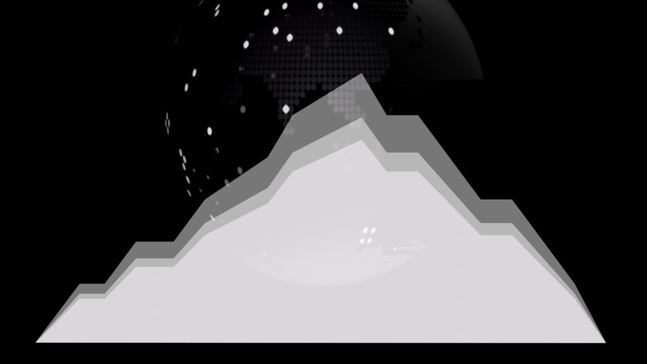 Animated snowflakes over abstract mountain shapes on dark background