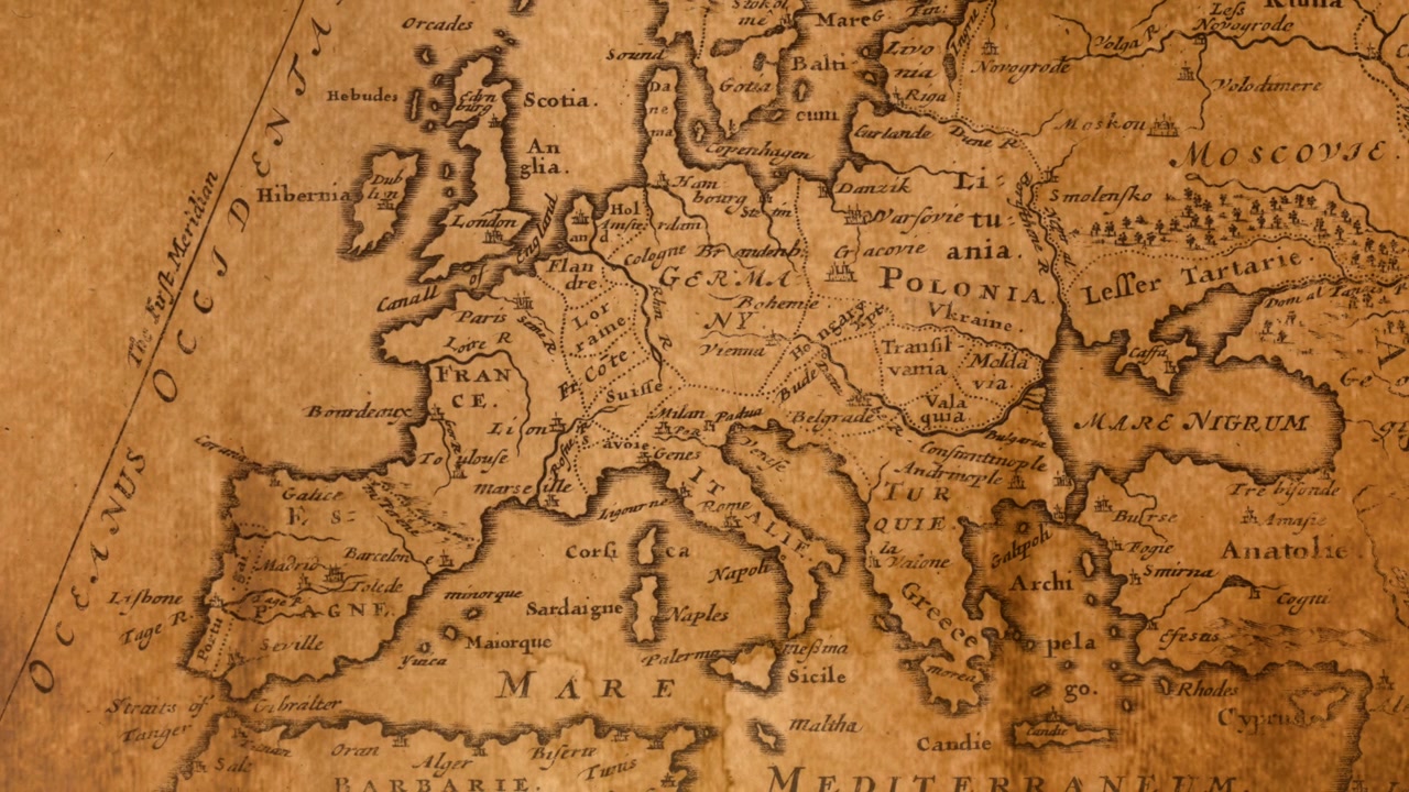 Carte historique de l'Europe illustrant les noms de pays anciens