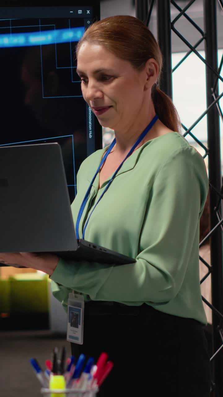 Vertical Video IT company manager uses AI automation and deep learning