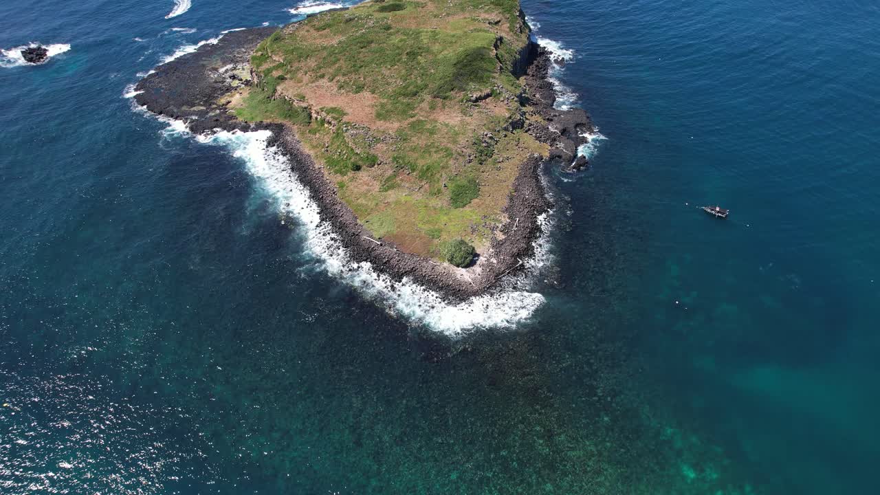 Aerial View of a Secluded Island in the Ocean