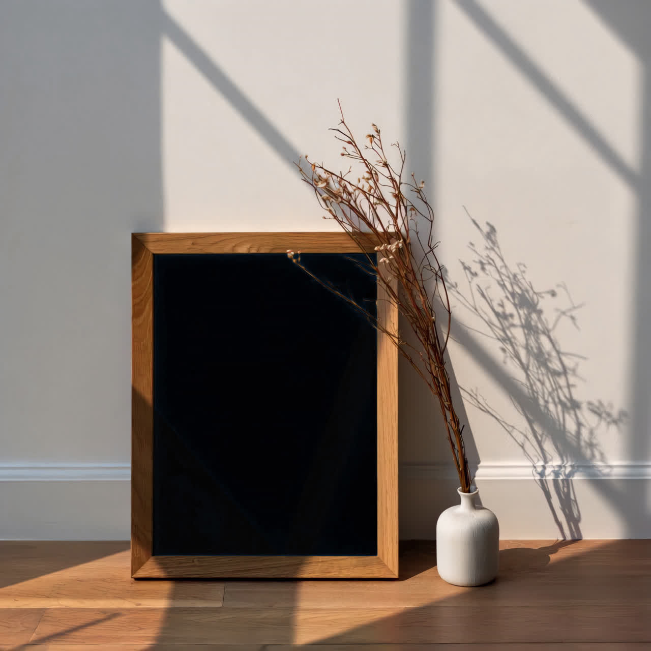 Minimal wood picture frame live mockup, animated overlay, transparent 4K video, alpha channel