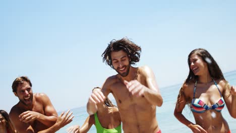 friends having fun at beach