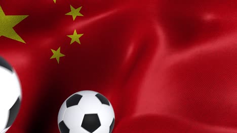 bandera de china con pelotas de fútbol