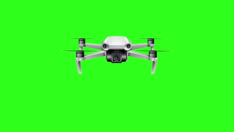a drone hovers steadily against a vibrant green screen, showcasing smooth motion and symmetrical composition in a 19-second animation