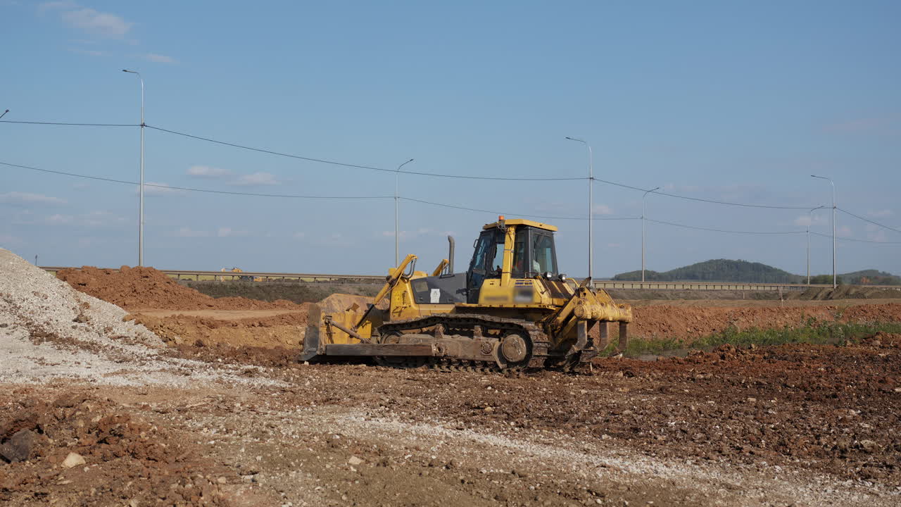 Yellow Bulldozer Working on a Construction Site