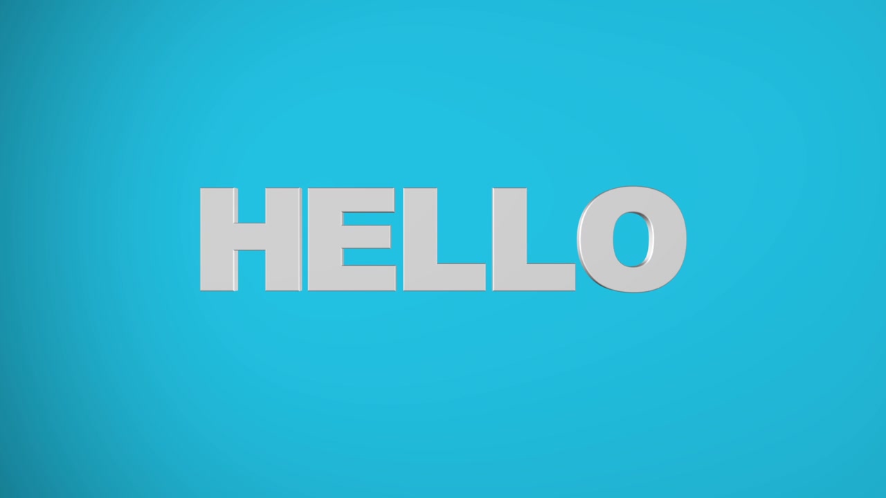 "HELLO" 3D graphic in Aqua