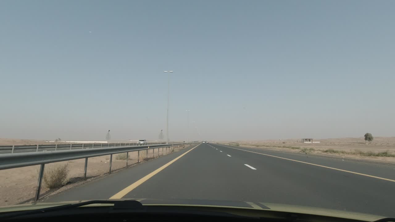 Solar street lights consistent along UAE desert roads. Renewable energy is key requirement to sustainability, and stands at the forefront of Dubai and the UAE strategic priorities.