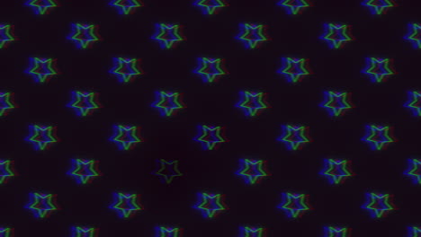 Retro-pattern-with-stars-in-rows-and-glitch-effect-on-black-gradient