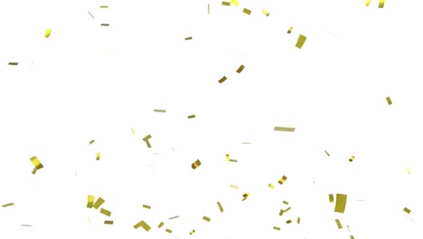 animación de confeti dorado y rojo cayendo sobre un fondo blanco