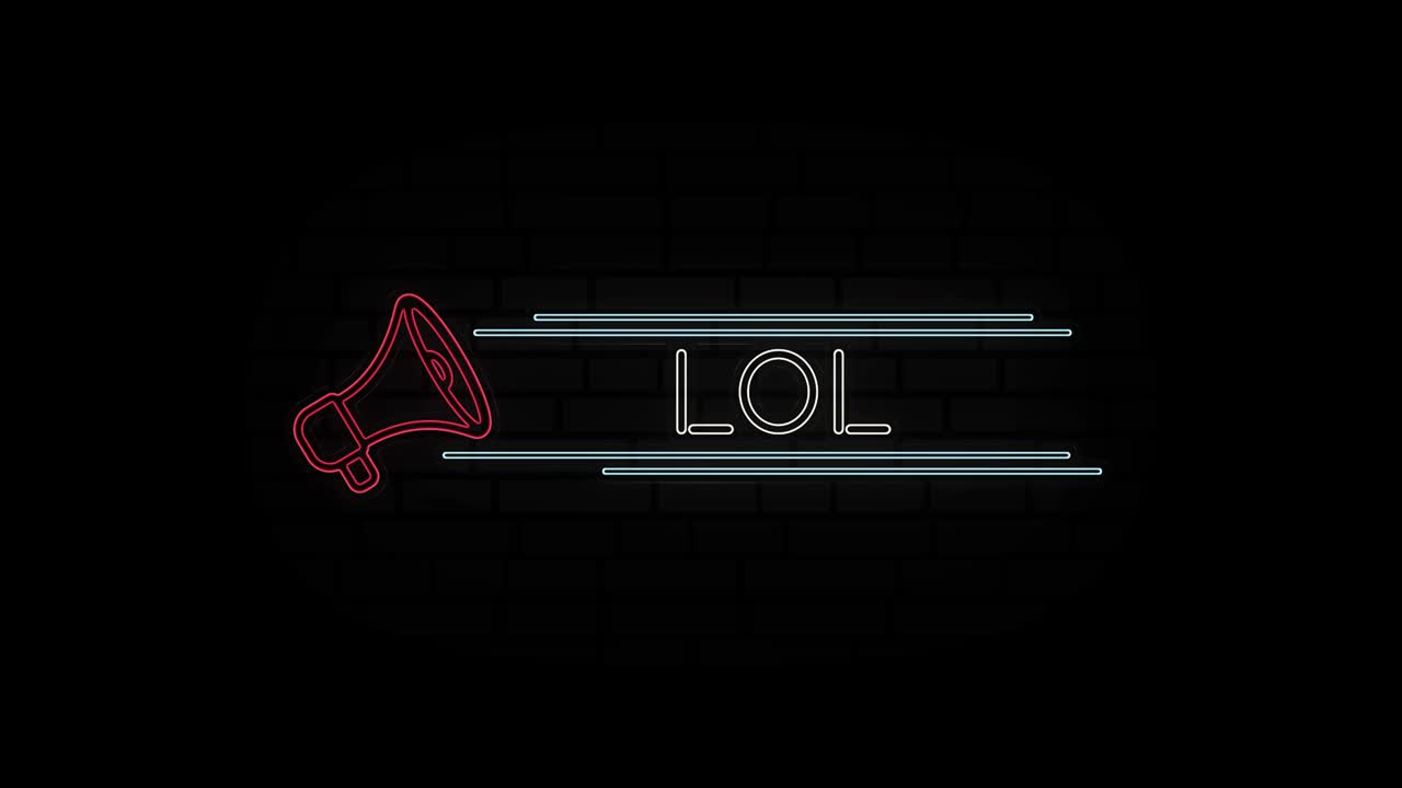 흑색 배경에 고립 된 텍스트로 빛나는 네온 라인 메가폰 아이콘 4k 비디오 모션 그래픽 애니메이션