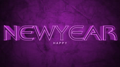 dark monochrome happy new year text on purple gradient