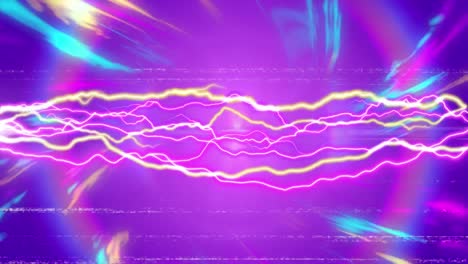 Animation-blue,-pink-and-yellow-glowing-pulsating-rays-moving-