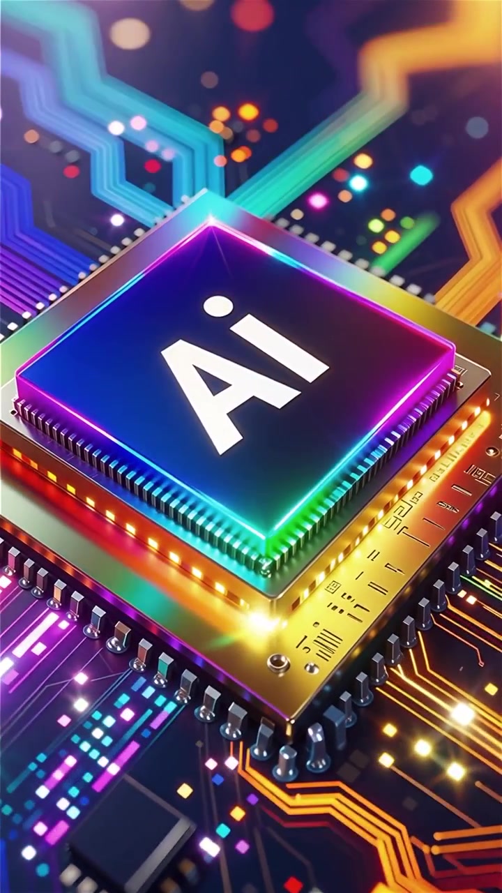 Futuristic AI Chip Motherboard Technology Background