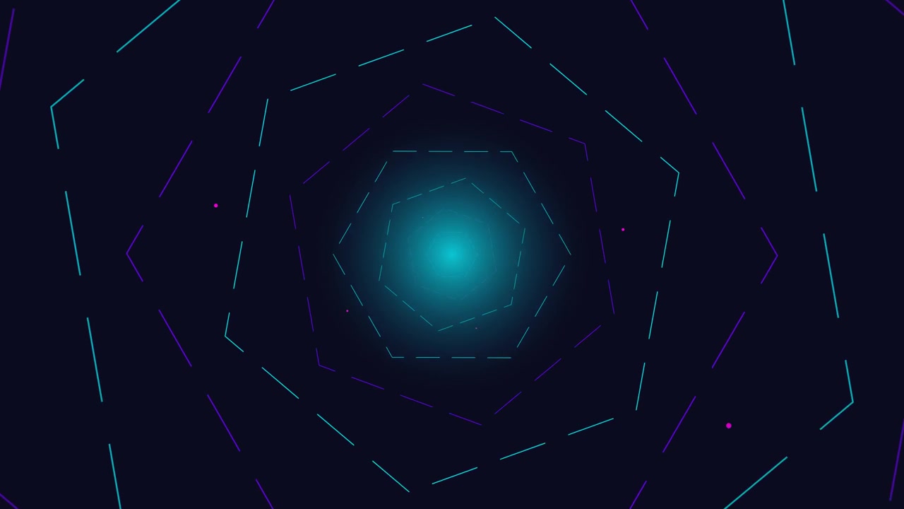 Abstract Motion Background with Rotating Hexagonal Dashed Lines