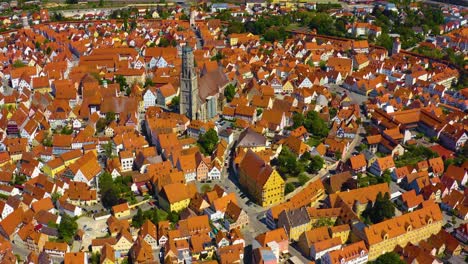 aerial view of old town of the city nördlingen in germany