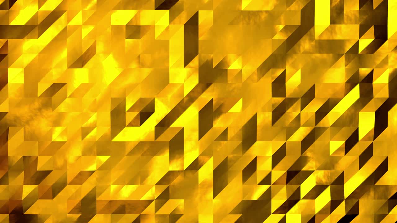 abstracto patrón geométrico dorado en 3d. mosaico de fondo metálico. textura de año nuevo. animación en 3d en bucle 4k