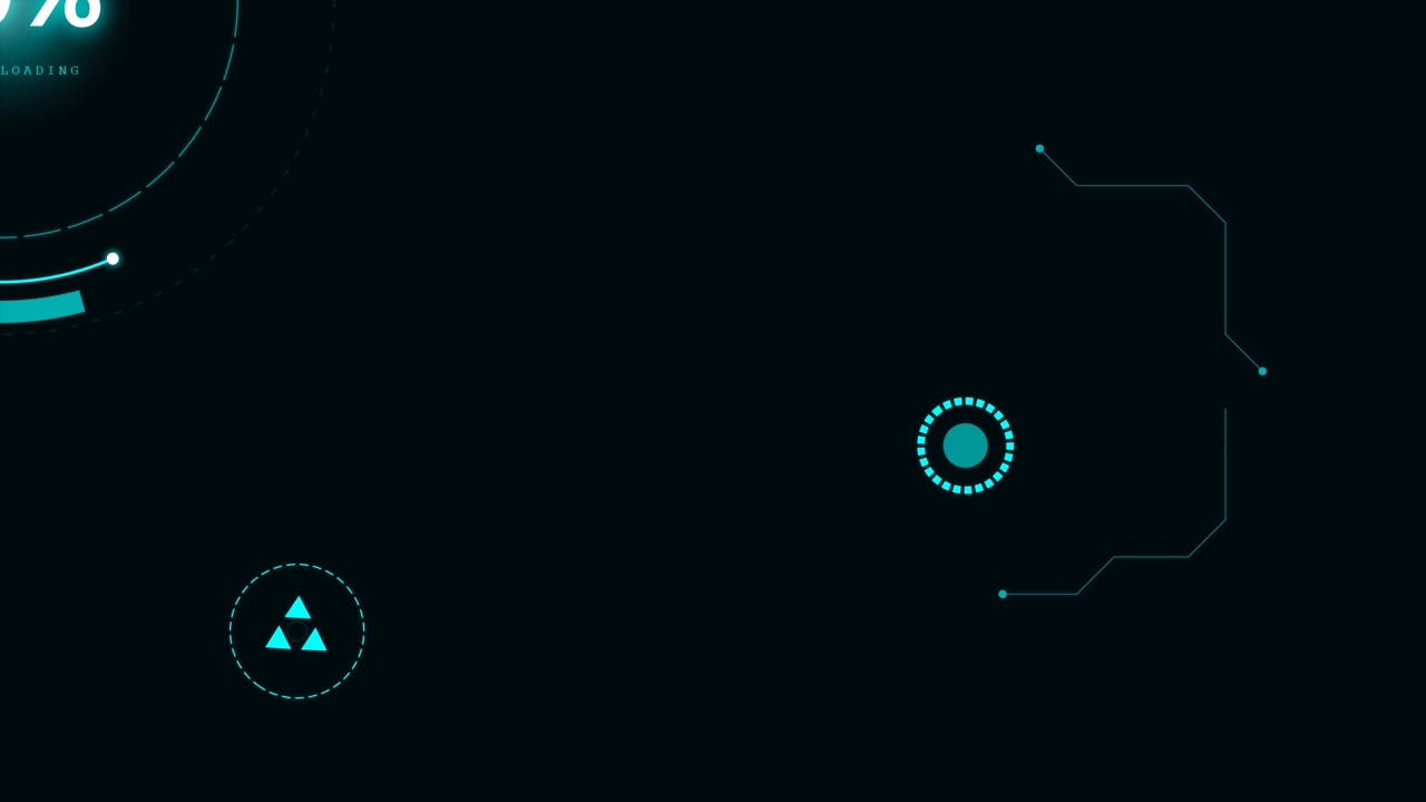 Futuristic Digital Loading Interface with Animated HUD Elements
