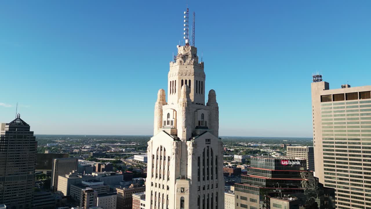 leveque tower - 콜럼버스, 오하이오 공중 상승