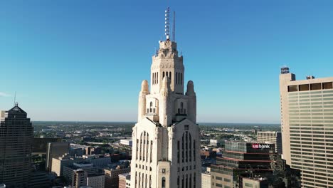 aerial ascent to leveque tower - columbus, ohio