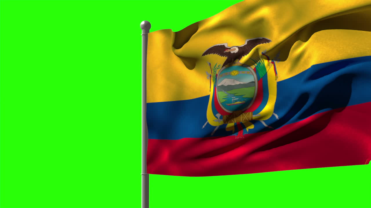 bandera nacional del ecuador ondeando en el mástil