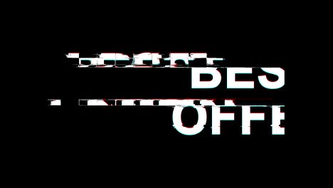 best offer glitch effect text digital tv distortion 4k loop animation