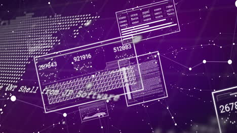 Animation of data processing and diagrams over world map