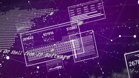 animation of data processing and diagrams over world map