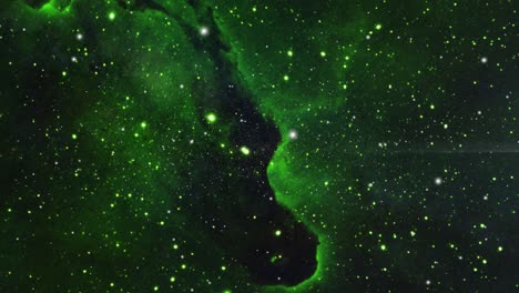 green nebula clouds move in the universe