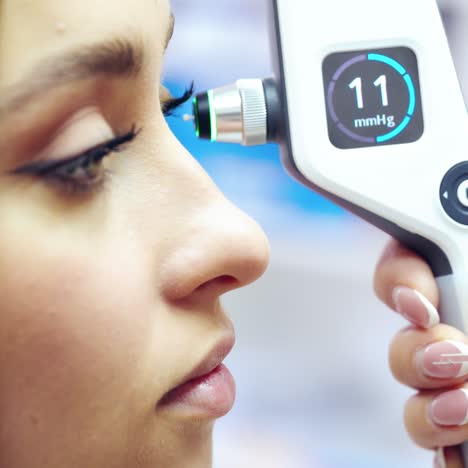 lady visiting oculist in clinic