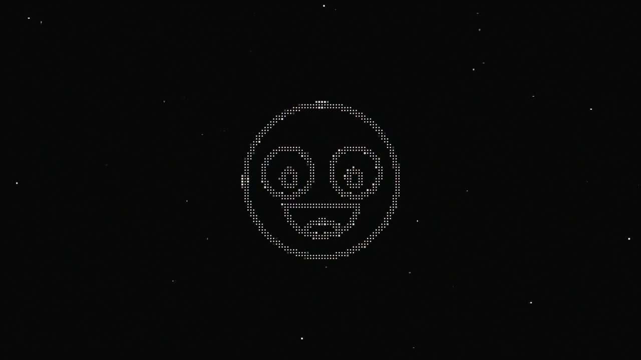 línea sonrisa hud símbolo holográfico en pantalla de televisión digital vieja animación de glitch de bucle sin costuras. corazones. retro dinámico y alegre. imágenes de video coloridas y vintage.