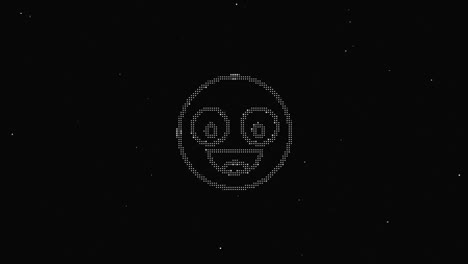 line smile hud holographic symbol on digital old tv screen seamless loop glitch animation. hearts. dynamic retro and joyful. colorful and vintage video footage.