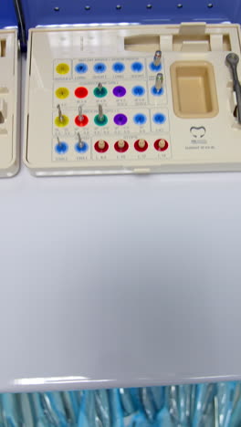 different tools for dental care. group of dental tools for the treatment of teeth