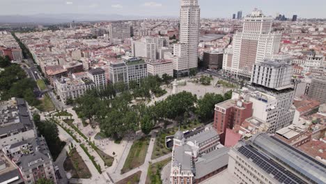 panorámica aérea: la plaza de españa de madrid plaza vibrante en medio del paisaje urbano