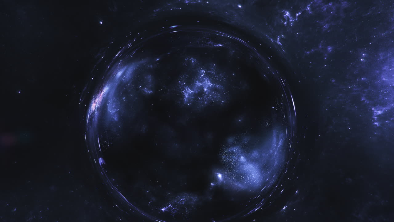 Dark blue giant wormhole curves the space around it