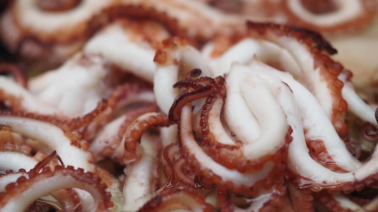 Close-up view of cooked octopus