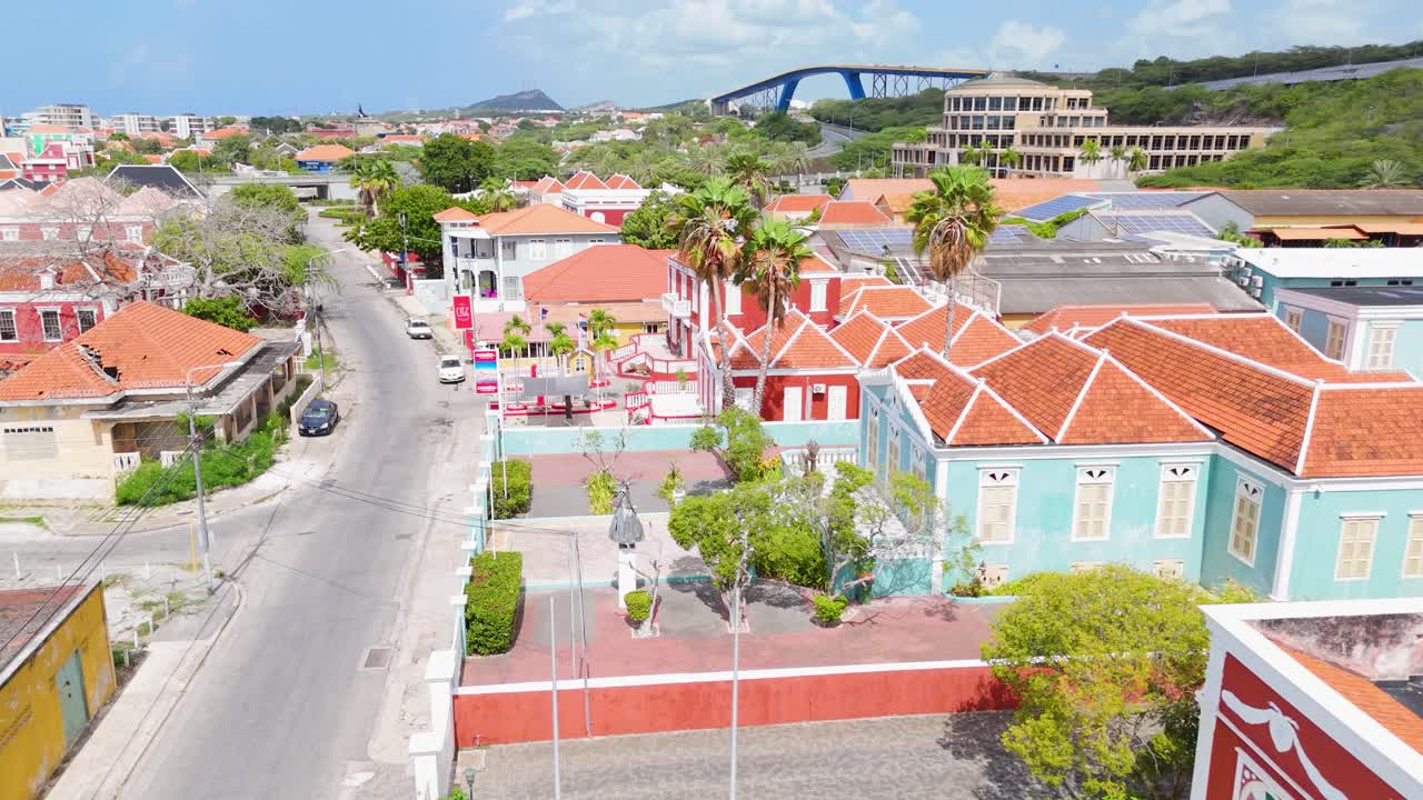 Aerial View of Colorful Buildings in Willemstad, Curacao