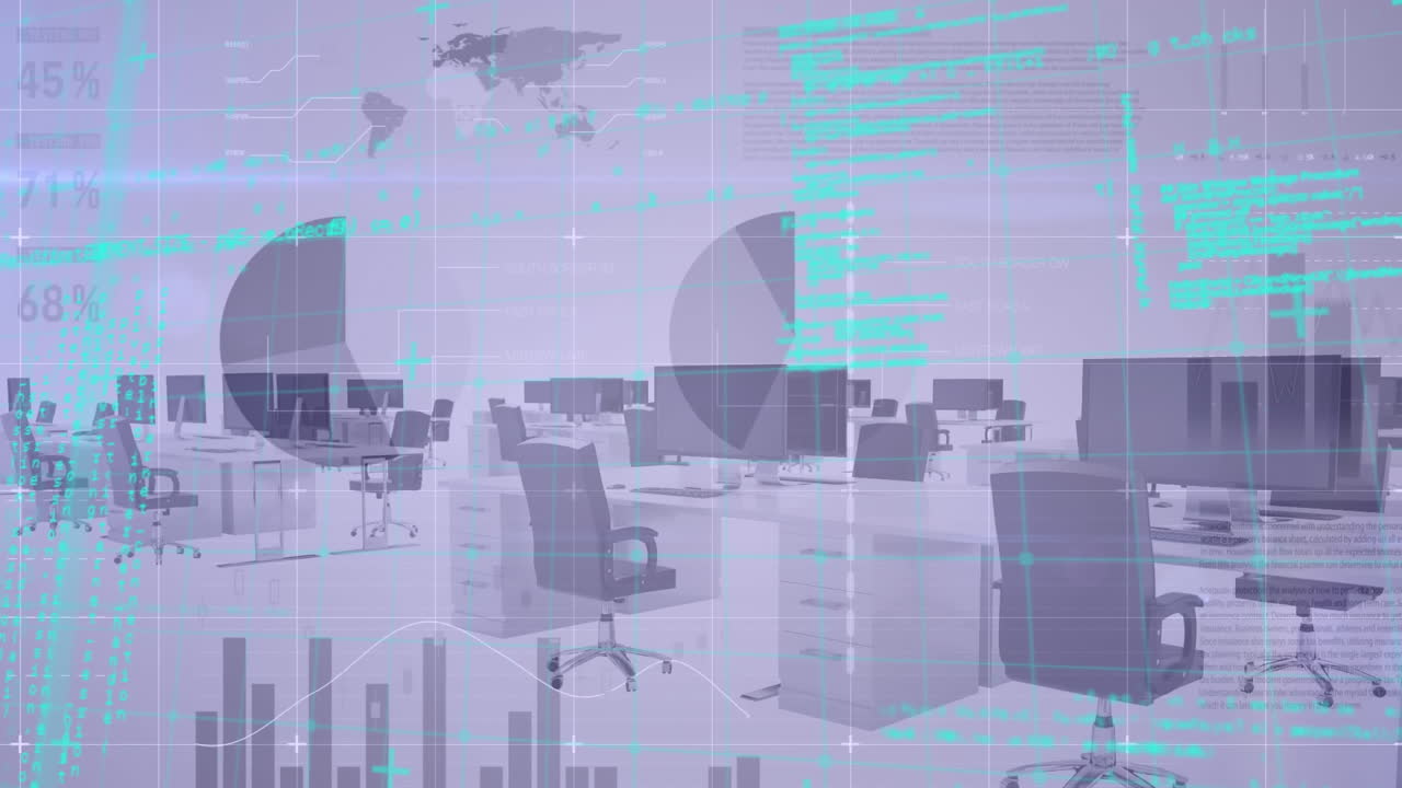 비어있는 사무실에 대해 그리드 네트워크를 통해 통계 데이터 처리의 애니메이션