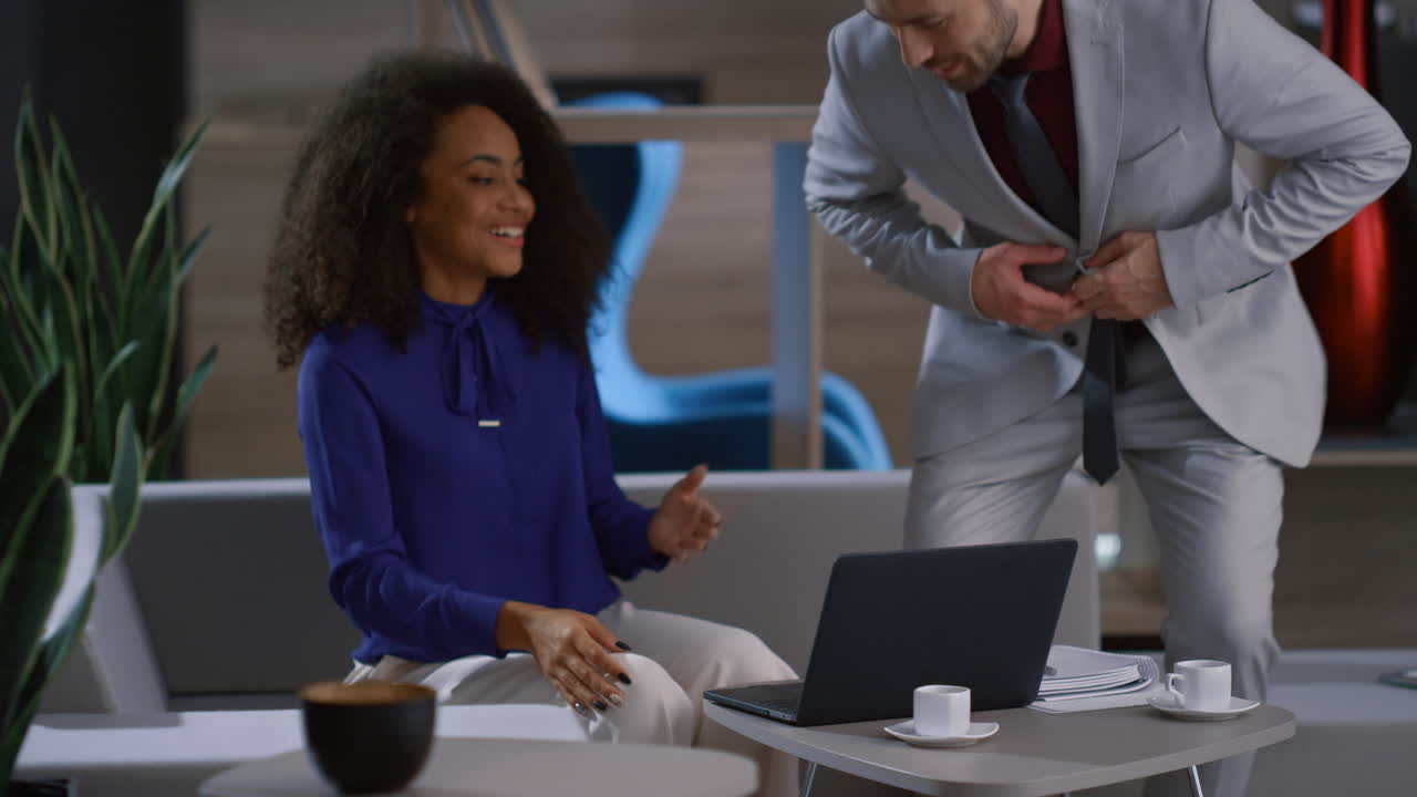 Smiling caucasian man apologize being late