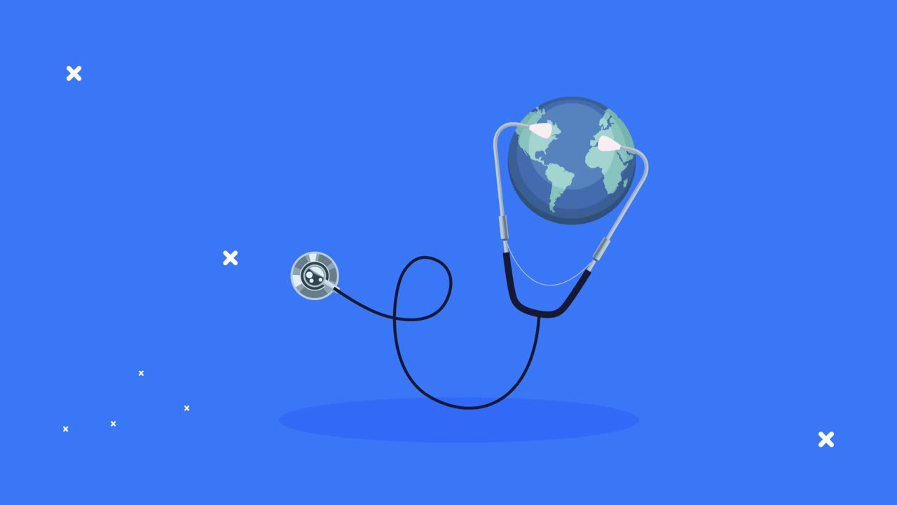 estetoscopio médico con el planeta del mundo